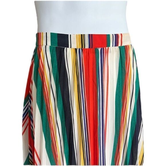 Womens A. Calin Flying Tomato Multicolor Stripe A Line Midi Skirt - Sz S - Picture 2 of 3